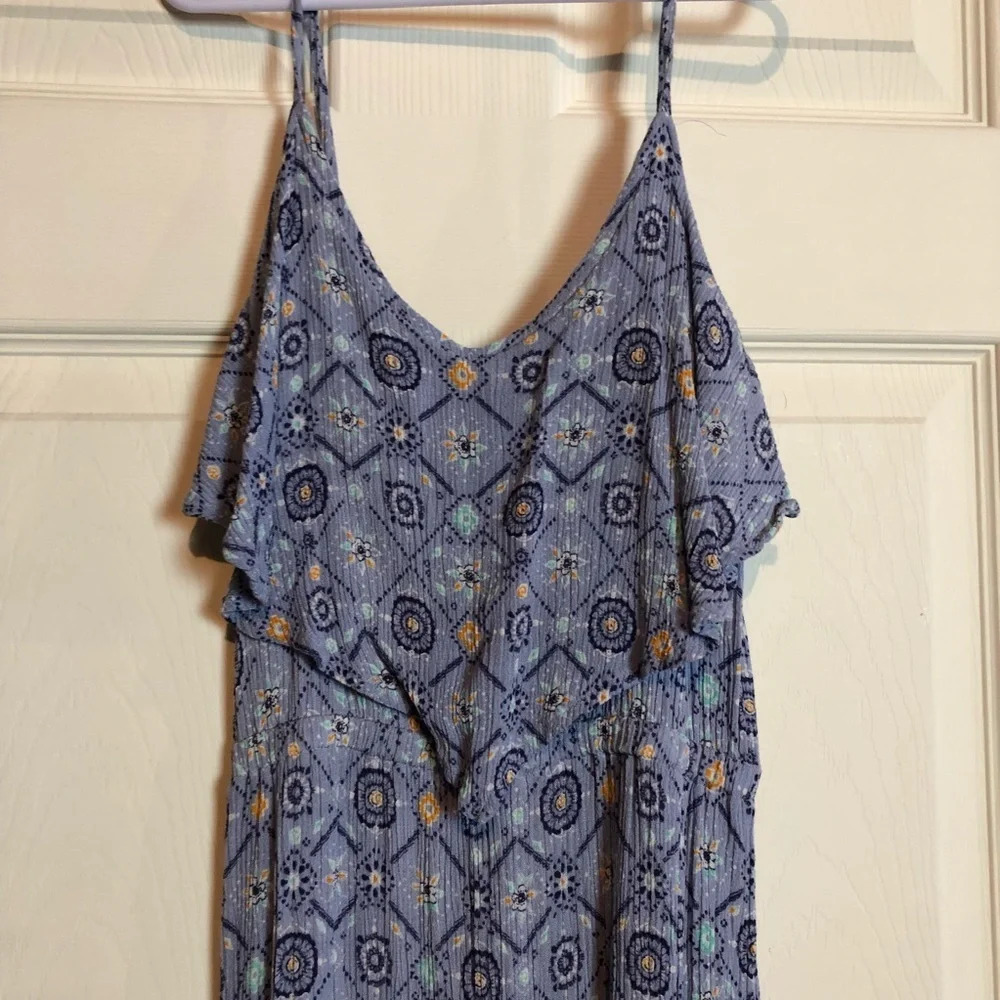 Mudd Women’s XS Maxi Dress Blue Pattern Floral Ruffle Sleeveless GUC
